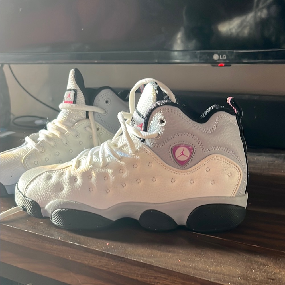 Kids White and Black Jordan Sneakers